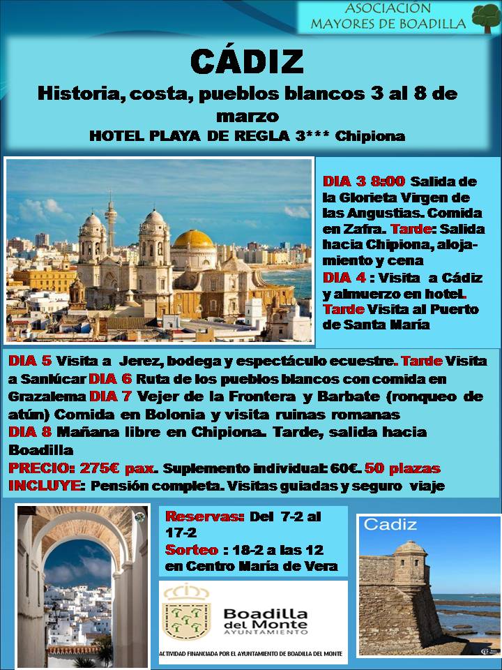 VIAJE A CDIZ (3 AL 8 DE MARZO)