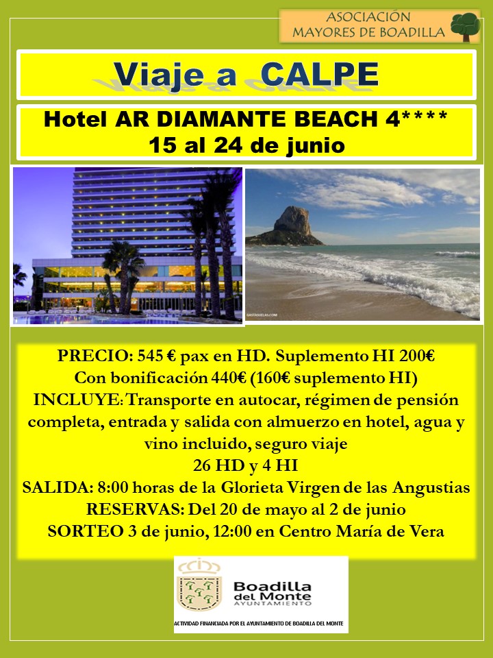 VACACIONES EN CALPE (15 al 24 de JUNIO)