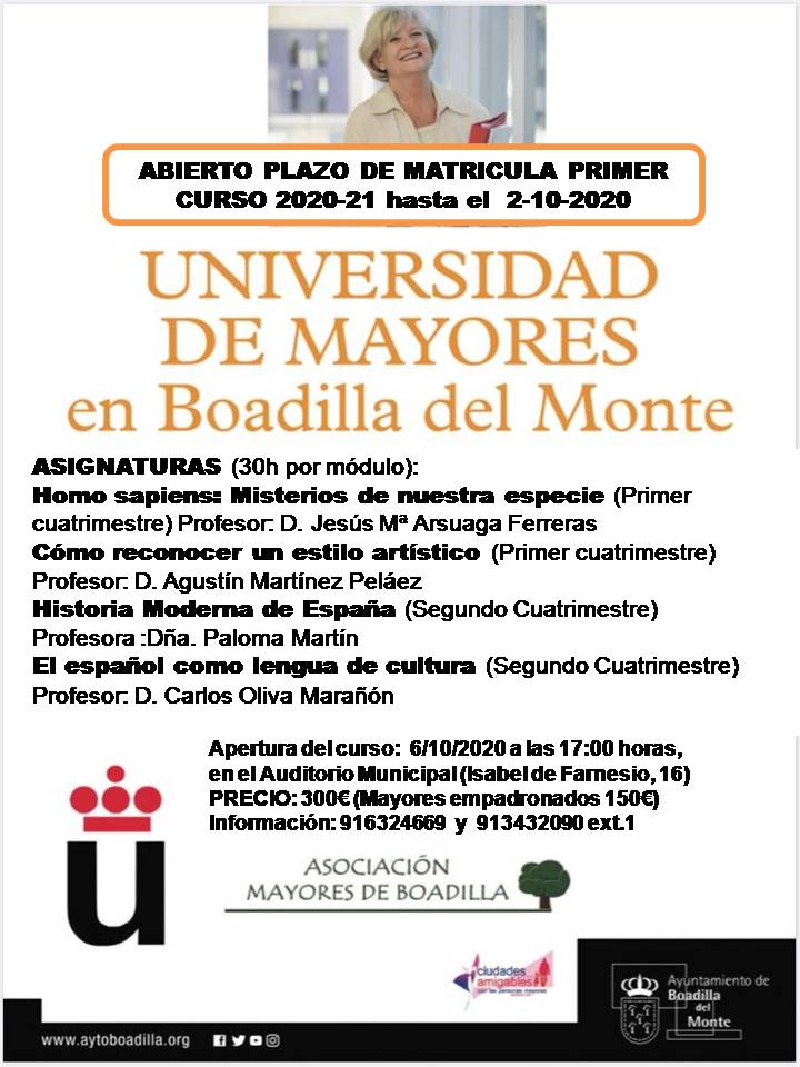 CURSO UNIVERSIDAD DE MAYORES 2020/2021 INICIO 07/10/2020