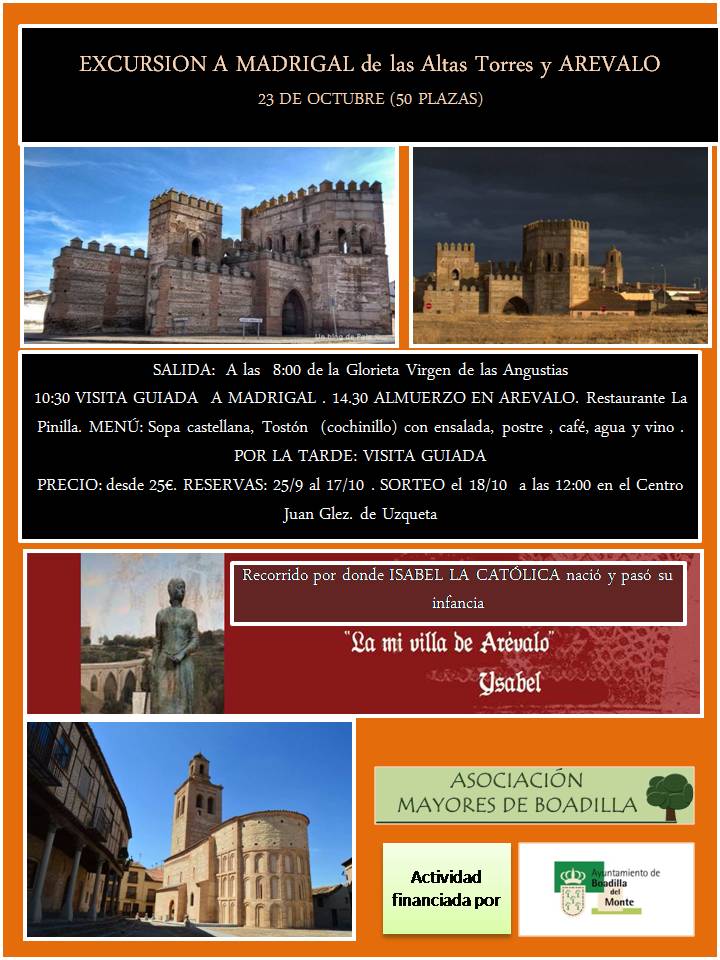 MADRIGAL DE LAS ALTAS TORRES Y ARVALO (23 OCTUBRE A LAS 8:00 h)